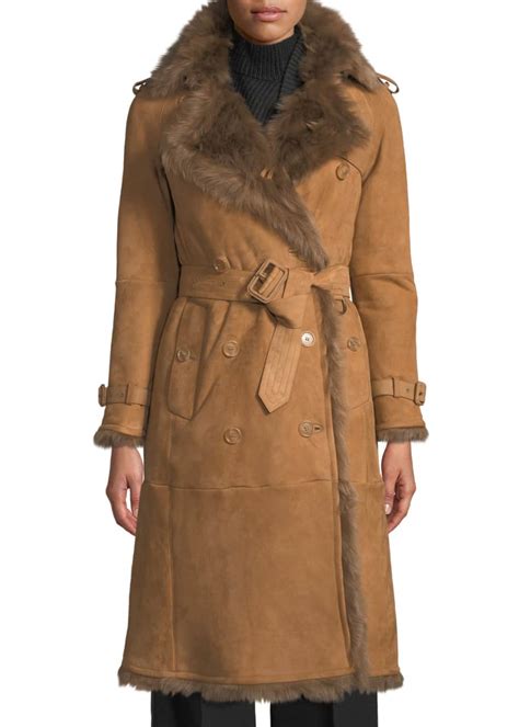 burberry tolladine shearling-trim suede trench coat|Burberry Tolladine Shearling.